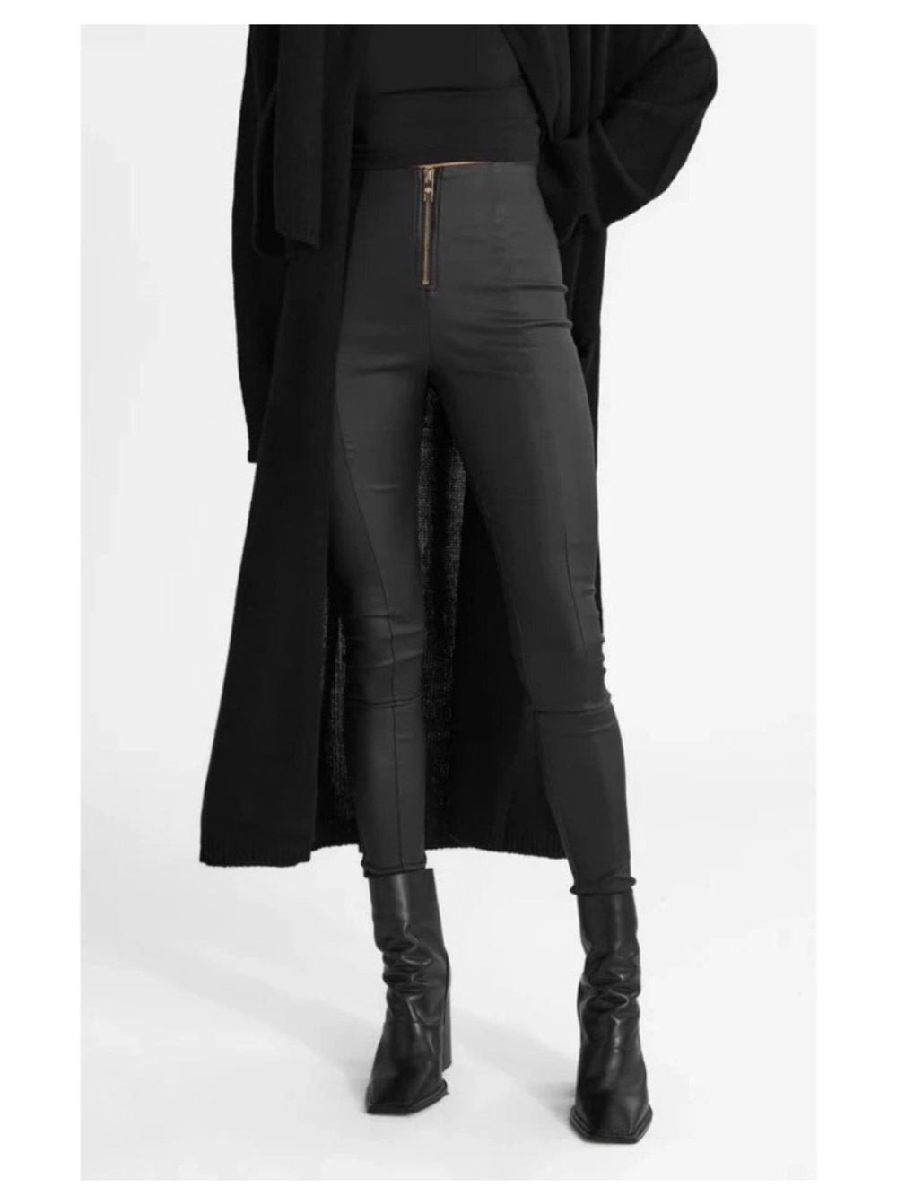 All Things Golden Faux Leather Zipper Front Second Skin High Waist Skinny Pants